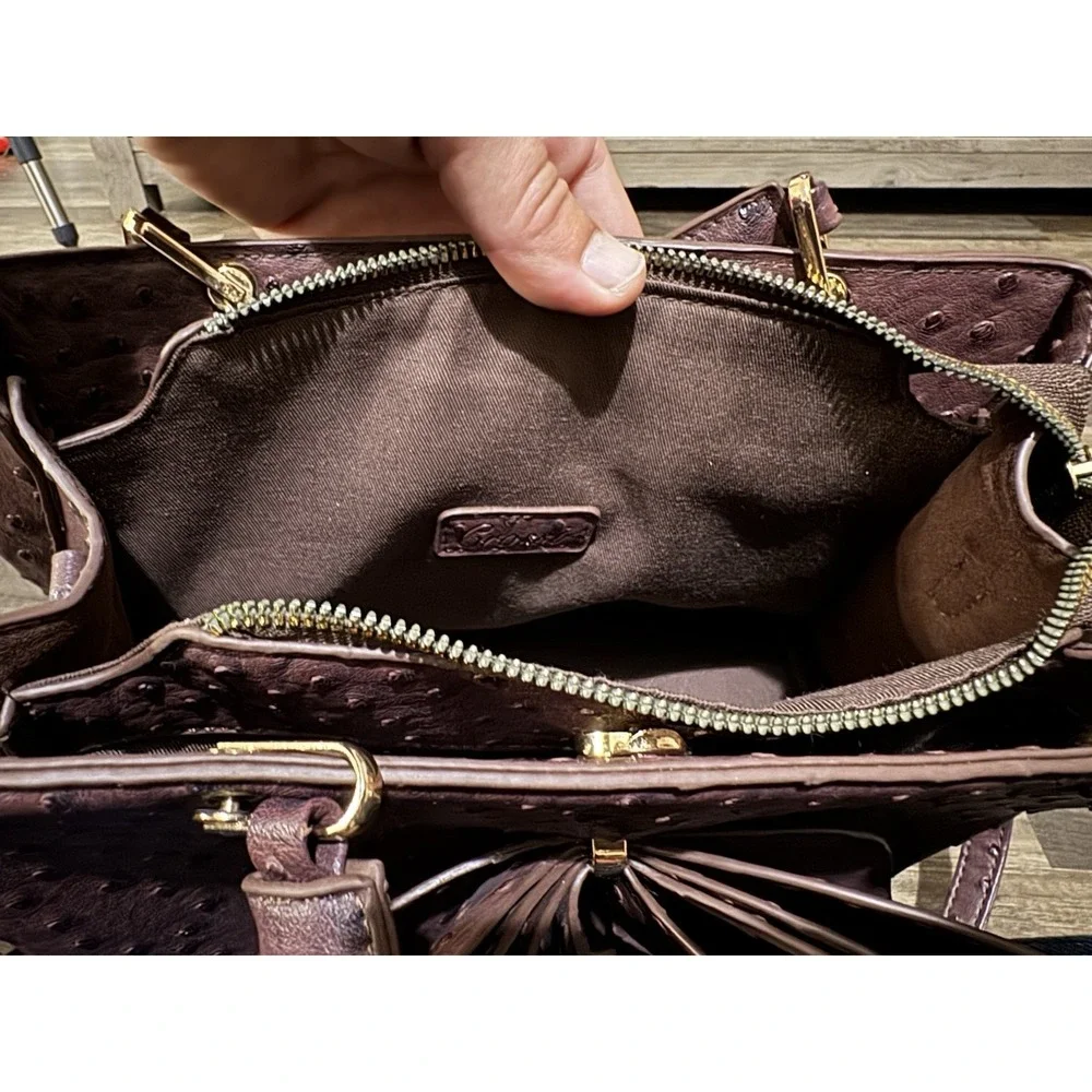 Crossi New York‎ Bow Shoulder Hand Bag Detachable Crossbody Strap Faux Ostrich